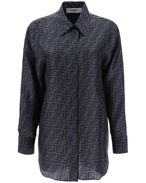 fendi jacquard cloque bleu|FENDI Jacquard Silk Shirt .